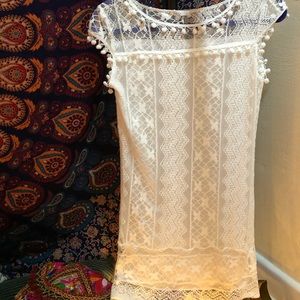 Boho white dress or bathing suit cover up